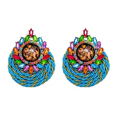 new fashion geometric color diamond earrings wholesale nihaojewelry