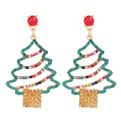 new fashion cartoon Christmas tree diamond earrings wholesale nihaojewelry