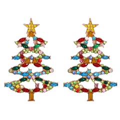 54729 Christmas All-Match Earrings European and American Fashion Hot-Selling New Arrival Cartoon Christmas Tree Earrings Rhinestone-Encrusted Jewelry