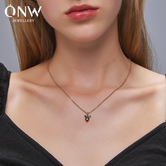 wholesale zircon fruit strawberry pendant copper necklace Nihaojewelry