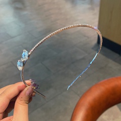 wholesale Korean style thin-edged metal crystal bow headband Nihaojewelry
