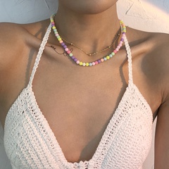 N9056 Europäische und amerikanische Retro-Doppelschicht-Schlüsselbein kette Böhmische ethnische Halskette Persönlichkeit einfache Perlen Halskette weiblich