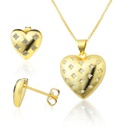wholesale ensemble de colliers de boucles d39oreilles en forme de coeur en zirconium plaqu or simple Nihaojewelrypicture10