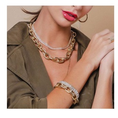 wholesale jewelry punk style geometric rhinestone thick chain necklace bracelet nihaojewelry