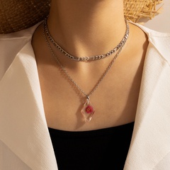 wholesale fashion geometric flower petal pendent multilayer necklace Nihaojewelry