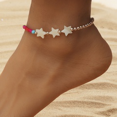 European and American New Popular Women's Acrylic Stars Stitching Color Bead Anklet Ins Style Trend Internet Celebrity Foot Ornaments