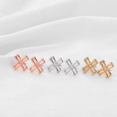 simple fashion geometric metal bamboo cross earrings wholesale nihaojewelrypicture11