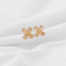 simple fashion geometric metal bamboo cross earrings wholesale nihaojewelrypicture13