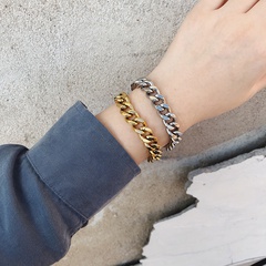 vente en gros bijoux chaîne épaisse acier titane bracelet plaqué or 18 carats nihaojewelry