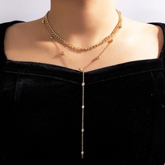 wholesale simple geometric long pendent multi-layer metal thick chain necklace Nihaojewelry