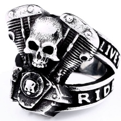 Evil Spirit Knight Skull Engine Ring European and American Punk Personality Retro Biker's Ring Exclusive for Cross-Border