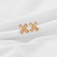 simple fashion geometric metal bamboo cross earrings wholesale nihaojewelrypicture15