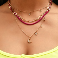 Koreanische Stern-Halbmond-Anhänger-Mehrschicht-Halskette Großhandel Nihaojewelry