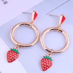 Wholesale Korean Metal Circle Strawberry Pendent Earrings Nihaojewelry
