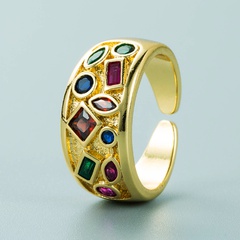 simple fashion color  inlaid zircon copper opening ring wholesale nihaojewelry