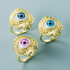 Fashion Hollow Devil's Eye Shape Copper Oil Drop Eye Ring Wholesale Nihaojewelry