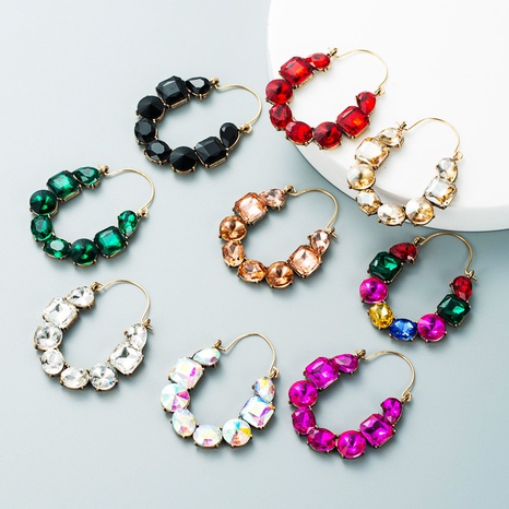 fashion geometric inlaid color rhinestone hollow earrings wholesale nihaojewelry's discount tags