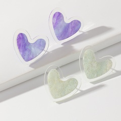 Boucles d'oreilles coeur en dégradé de couleur blanc laiteux acrylique transparent simple en gros Nihaojewelry