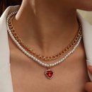 simple fashion multilayer pearl heart stacking necklace wholesale nihaojewelrypicture12