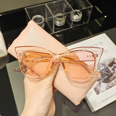 simple cat eye big frame semi-transparent sunglasses wholesale nihaojewelry's discount tags