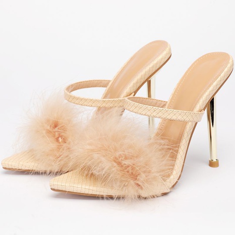 sandalias de tacón alto peludas y puntiagudas al por mayor Nihaojewelry's discount tags