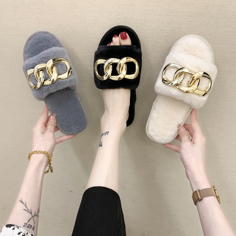 new geometric chain plush slippers wholesale Nihaojewelry's discount tags