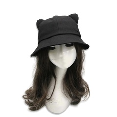 Black Hat Korean Fashion Cute Adult Cat Tail Bucket Hat Face-Covering All-Match Trendy Japanese Style Leisure Basin Hat