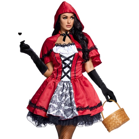 Halloween party cosplay Little Red Riding Hood print lace dress wholesale nihaojewelry's discount tags