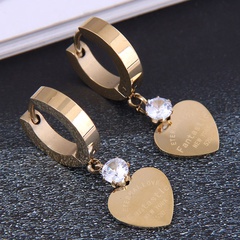 simple titanium steel lettering peach heart earrings wholesale Nihaojewelry