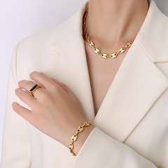 fashion pig nose stitching chain titanium steel bracelet necklace wholesale Nihaojewelry