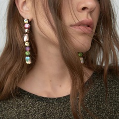 retro trend colorful alloy long crystal earrings wholesale Nihaojewelry