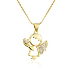 European and American Ins New Inlaid Zirconium Love Angel Necklace Cross-Border Spot Copper Electroplating Fashion Children's Wings Necklace