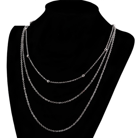 Collier coréen simple chaîne en acier inoxydable à trois couches en gros nihaojewelry's discount tags