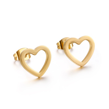 European and American Ladies Fashion Simple Trend Titanium Steel Hollow Heart Stud Earrings Factory in Stock Wholesale's discount tags