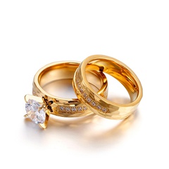Kalen Titanium Steel Ornament Wholesale Couple Ring Micro Rhinestone Ring Couple Couple Rings Three Colors Optional