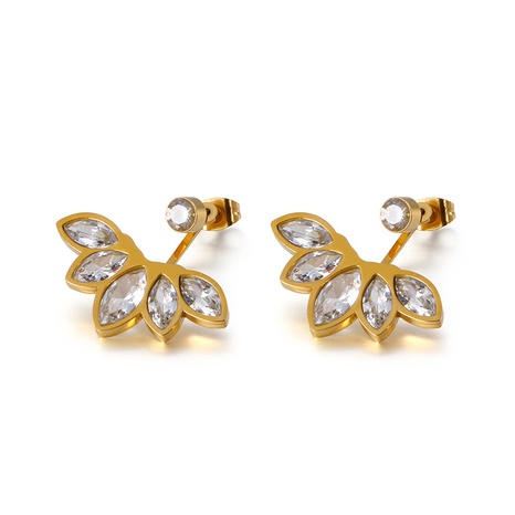 Korean zircon flower stainless steel earrings wholesale Nihaojewelry's discount tags