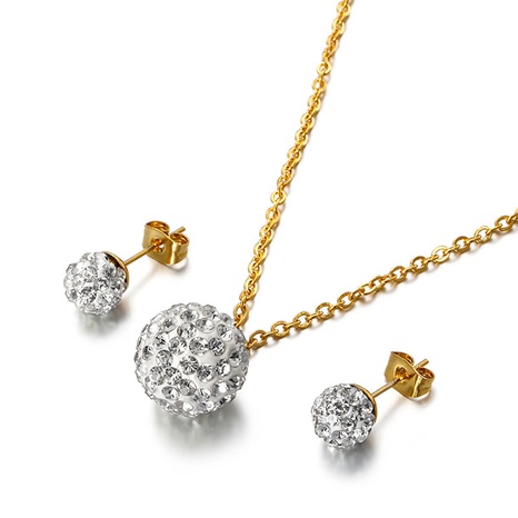 Boucle d'oreille de collier de perles rondes en zircon de boue blanche collante coréenne en gros Nihaojewelry's discount tags