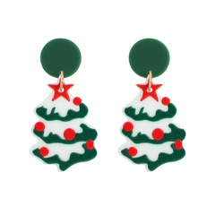 creative cute cartoon Christmas tree color printing resin earrings wholesale Nihaojewelry
