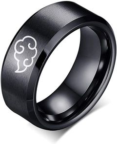 Korean geometric carved black frosted edges stainless steel ring wholesale Nihaojewelry