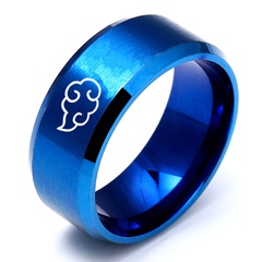 simple frosted edges blue cloud carved stainless steel ring wholesale Nihaojewelry