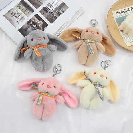 Rabbit Pendant Plaid Scarf Human Rabbit Plush Pendant Package Pendant Hanging Plush Little Doll Keychain's discount tags
