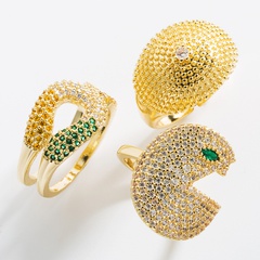 fashion inlaid zircon irregular geometric snake copper ring wholesale nihaojewelry