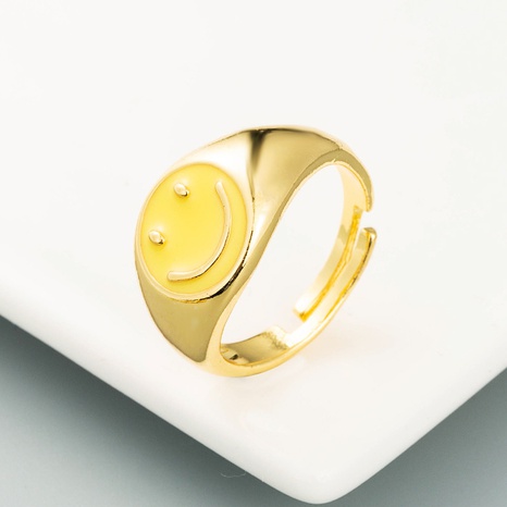 moda color goteo aceite cara sonriente apertura anillo de cobre ajustable venta al por mayor nihaojewelry's discount tags