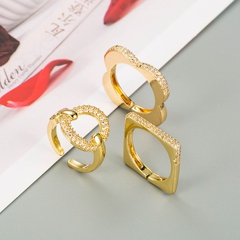 fashion simple copper inlaid zircon open ring wholesale nihaojewelry