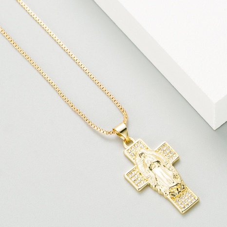 Retro Cross Pendant Copper Gold Plated Necklace Wholesale Nihaojewelry's discount tags