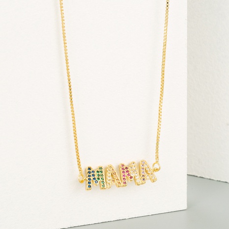 Mother's Day series copper color pick stone mama letter necklace wholesale Nihaojewelry's discount tags