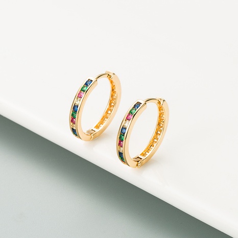 Boucles d'oreilles coréennes colorées en cuivre zircon petit cercle en gros Nihaojewelry's discount tags