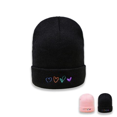 Autumn and Winter New Woolen Cap Women Korean Fashion Love Knitted Hat Warm Ear Protection Cold Hat Men Japanese Style All-Matching