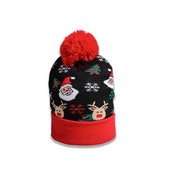 Autumn and Winter New Ear Protection All-Match Santa Claus Flanging Knitted Hat Female Warm-Keeping and Cold-Proof Fashion Fur Ball Woolen Cap Male