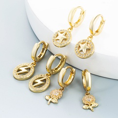 stars lightning flower copper inlaid zircon earrings wholesale nihaojewelry